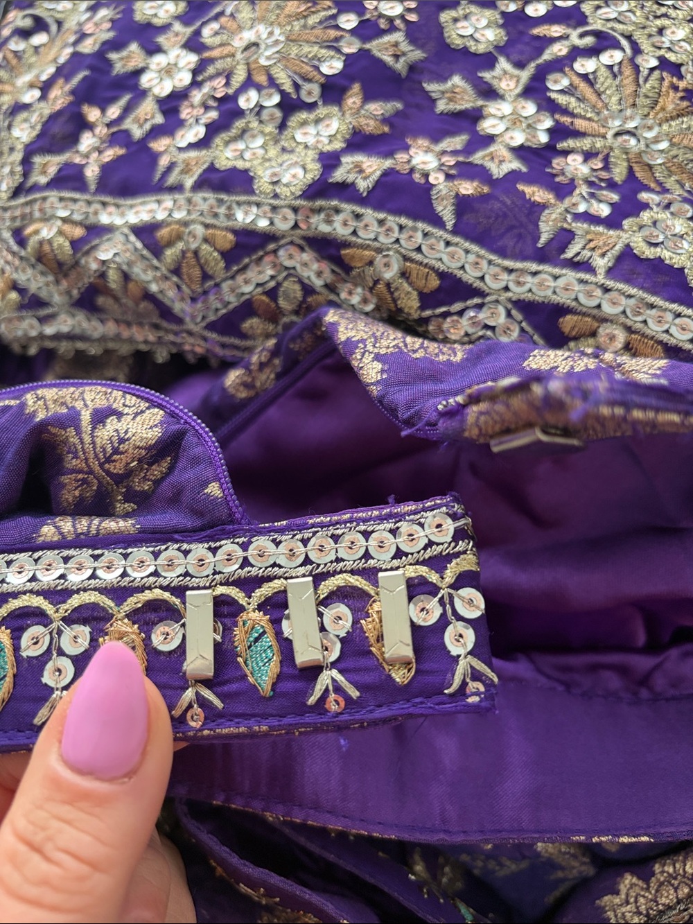 Royal Purple Embellished Bridal Lehenga Set - Picture 10 of 10